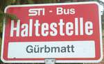 (136'801) - STI-Haltestellenschild - Seftigen, Grbmatt - am 22.