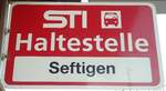 (136'802) - STI-Haltestellenschild - Seftigen, Seftigen - am 22.