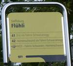 (267'551) - STI-Haltestellenschild - Steffisburg, Flhli - am 27. September 2024