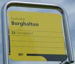 (153'705) - STI-Haltestellenschild - Teuffenthal, Burghalten - am 10.