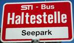 (128'175) - STI-Haltestellenschild - Thun, Seepark - am 1.