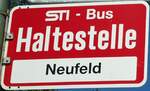 (128'186) - STI-Haltestellenschild - Thun, Neufeld - am 1.