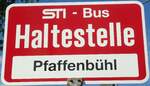 (129'170) - STI-Haltestellenschild - Thun, Pfaffenbhl - am 29.