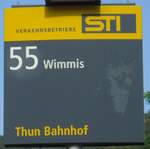 (129'293) - STI-Haltestellenschild - Thun, Bahnhof - am 4.