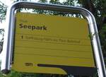 (153'688) - STI-Haltestellenschild - Thun, Seepark - am 6.