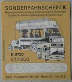 (266'158) - Aus Deutschland: BVG-Sonderfahrschein am 25.