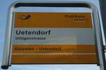 (134'181) - PostAuto-Haltestellenschild - Uetendorf, Uttigenstrasse - am 12.