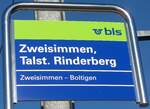 (200'216) - bls-Haltestellenschild - Zweisimmen, Talst.