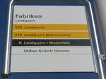 (224'508) - PostAuto-Haltestellenschild - Landquart, Fabriken - am 28.