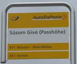 (170'898) - PostAuto-Haltestellenschild - Ssom Giv (Passhhe) - am 16.