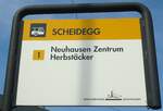 (136'154) - VERKEHRSBETRIEBE SCHAFFHAUSEN-Haltestellenschild - Neuhausen, Scheidegg - am 25.