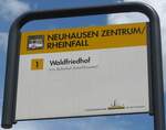 (193'955) - VERKEHRSBETRIEBE SCHAFFHAUSEN-Haltestellenschild - Neuhausen, Zentrum/Rheinfall - am 10.