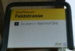 (255'335) - VB/SH-Haltestellenschild - Schaffhausen, Feldstrasse - am 17.