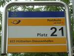 (134'929) - PostAuto-Haltestellenschild - Frauenfeld, Bahnhof - am 10.