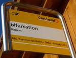 (173'154) - PostAuto-Haltestellenschild - Rances, bifurcation - am 20.