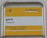 (172'183) - PostAuto-Haltestellenschild - Yvonand, gare - am 25.