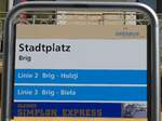 (149'680) - ORtSBUS-Haltestellenschild - Brig, Stadtplatz - am 20.