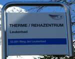 (248'283) - LLB-Haltestellenschild - Leukerbad, Therme/Rehazentrum - am 9.
