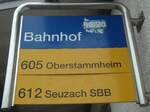 (136'987) - ZVV/PostAuto-Haltestellenschild - Andelfingen, Bahnhof - am 24.