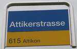 (179'652) - ZVV/PostAuto-Haltestellenschild - Wiesendangen, Attikerstrasse - am 16. April 2017