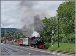 b-c-blonay-chamby/885392/die-seg-g-2x-22-105 Die SEG G 2x 2/2 105 der Blonay-Chamby Bahn verlässt mit ihrem Dampfzug Blonay in Richtung Chaulin. 

22. Juni 2024