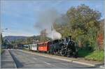 Die BFD HG 3/4 N° 3 der Blonay-Chamby Bahn verlässt Blonay am vorletzten Saison-Wochenende mit ihrem Dampfzug in Richtung Chamby.
