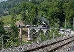 Festival Suisse de la vapeur / Schweizer Dampffestival 2025 - Die BFD HG 3/4 N� 3 der Blonay Chamby Bahn ist mit ihrem Zug auf dem Baye de Clarens Viadukt auf dem Weg nach Chamby. 

8 Juni 2025
