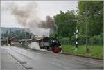Bei garstigem Wetter verl�sst die SEG G 2x 2/2 105 mit ihrem Dampfzug Blonay in Richtung Chaulin. 

15. Juni 2025