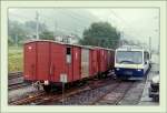 Die CEV Gk 36 sowie ein weiterer im Stückgutdienst Einsatz in Blonay wurden etwas zur Seite gestellt, da der MOB Panoramic-Express eine Testfahrt nach Blonay unternahm.