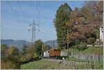  La DER de la Saison!  (Saisonabschlussfeier der Blonay-Chamby Bahn 2022) - Die Bernina Bahn RhB Ge 4/4 81 der Blonay-Chamby Bahn ist mite einem Reisezug kurz vor Chaulin auf dem Weg nach Chamby.