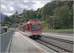 Ein MGB  Komet  erreicht Fisch, wo der Zug infolge Bauarbeiten auf dem Streckenstück nach Oberwald sofort wendet und nach Visp zurück fahren wird. 

19. Oktober 2023