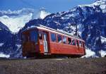 Sernftalbahn, Triebwagen 6 in Elm, 13.April 1967. 