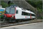 Der  neue  Zug auf der  Train des Vignes  Strecke ruht sich noch in Vevey aus.