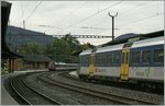 Da die Domino-Züge noch nicht in Frankreich zugelassen waren wurde auf der Strecke Biel/Bienne - Delle bis zur Zulassung NPZ Züge eigesetzt, hier begegne sich ein nach Biel und ein nach