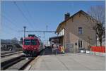 Der TRAVYS RABe 560 385  Lac de Joux  in seiner Heimat dem Vallée der Joux, hier im Bahnhof von Le Brassus.