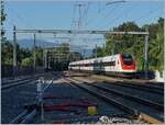 Ein SBB ICN RABDe 500 fährt in Chambésy durch.
