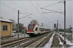 Nach Meroux fahrend, verlässt der SBB RABe 522 206 als RE 18176 nach einem kurzen Halt den Bahnhof von Grandvillars.