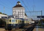 BLS: Sonderzug mit dem  BLAUEN PFEIL  BCFe 4/6 736 beim Passieren des Bahnhofs West in Solothurn am 1.