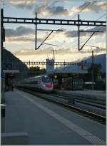 SBB ETR von Geneve nach Milano beim der Durchfahrt in Visp. 
3. August 2012