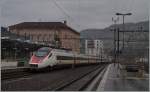 SBB ETR 610 als EC 34 von Milano nach Geneve bei der Druchfahrt in Vevey. 26. Feb. 2014
