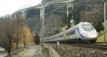 ETR 610 als EC 39 unterwegs beim Kilometer 28 kurz vor Villeneuve. 
03.03.2010