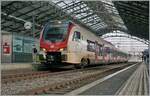 Ein SBB Flirt3 RABe 523 104 wartet in Lausanne als S1 nach Grandson.