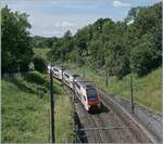 In Westen von Gen�ve f�hrt die Strecke des L�man Express nach der Durchfahrt des St-Jean Tunnel in Richtung Jonction. Im Bild ein SBB RABe 512 als RE33 auf der Fahrt von Annemasse in Richtung St-Maurice. Obwohl die Bev�lkerungsdichte in Gen�ve sehr hoch ist, scheint der Zug durch eine L�ndliche Gegend zu fahren.  

1. Juni 2026