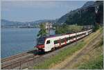Zwei SBB Flirt 3 RABe 523.1 sind bei Villeneuve auf dem Weg in Richtung Aigle. 

30. Juni 2025
