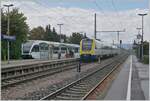 Erzingen (Baden) mit dem 612 111 als IRE und dem Thurbo GTW RABe 526 740-6 als RB.