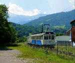 Die Triebwagen der Berner Oberland Bahn BOB ABeh4/4 I 304-310: Triebwagen 309 heisst auf der Bayerischen Zugspitzbahn weiterhin so. Er verkehrt mit zwei ehemaligen SZB-Steuerwagen (Solothurn-Zollikofen-Bern Bahn) zwischen Garmisch und Grainau. Aufnahme in Garmisch, 17.Juni 2012.  