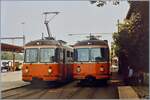 Zwei BD BDe 8/8 Triebzüge stehen in der Zugausgangsstation Dietikon.