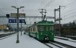 Ein Regionalzug der BAM verlsst Morges. 15. Jan. 2013