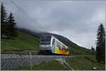 Der neue BLM Be 4/6 101  Eiger  ist zwischen Grütschalp und Winteregg auf dem Weg nach Mürren.