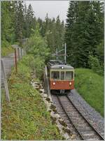 Der BLM Be 4/4 31  LISI  ist auf der Fahrt von der Grütschalp nach Mürren und hier zwischen Winteregg und Mürren schon bald am Ziel der kurzen Fahrt, beträgt doch die